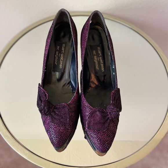 Stuart Weitzman Shoes - Stuart Wietzman for Mr. Seymour heels. Purple & black. Size 7.5. Short heels.
